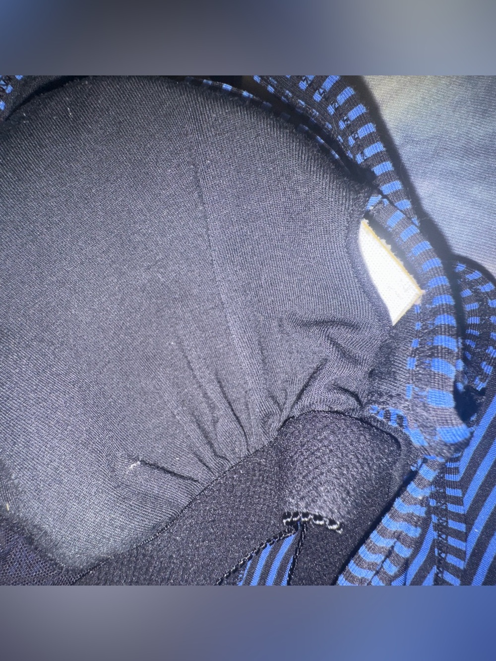PrAna Dress Blue Black Striped Strappy Criss Cross Back. Built in Bra Sz.Small - Picture 11 of 16